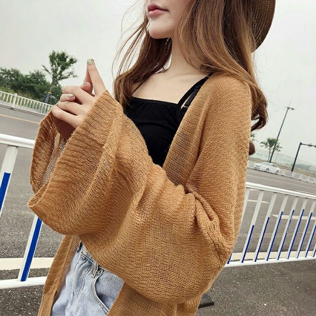 Áo khoác Cadigan len mỏng phong cách Hàn Quốc