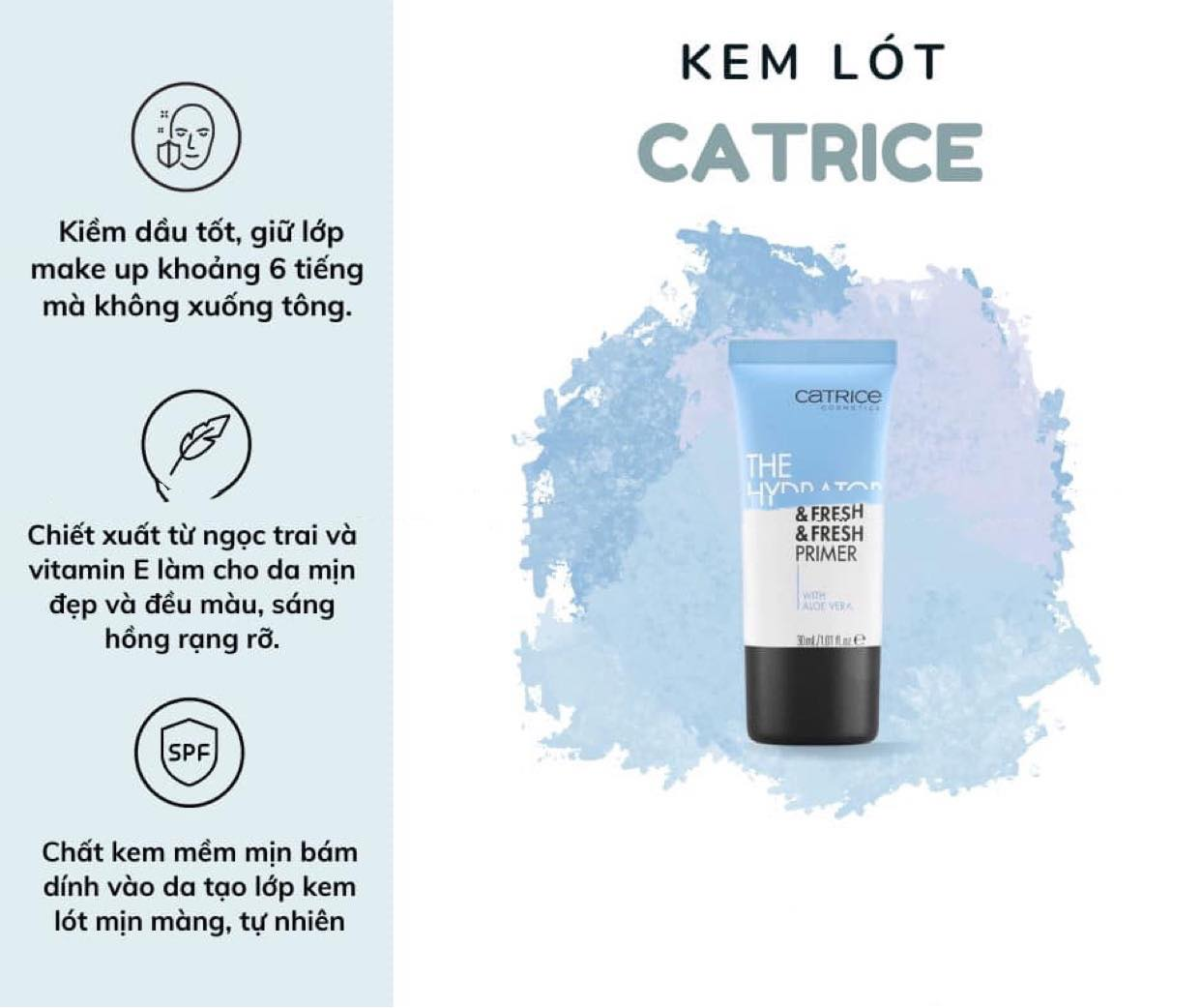 Kem Lót Dưỡng Ẩm, Làm Đều Màu Da Catrice The Hydrator Plump & Fresh Primer 30ml