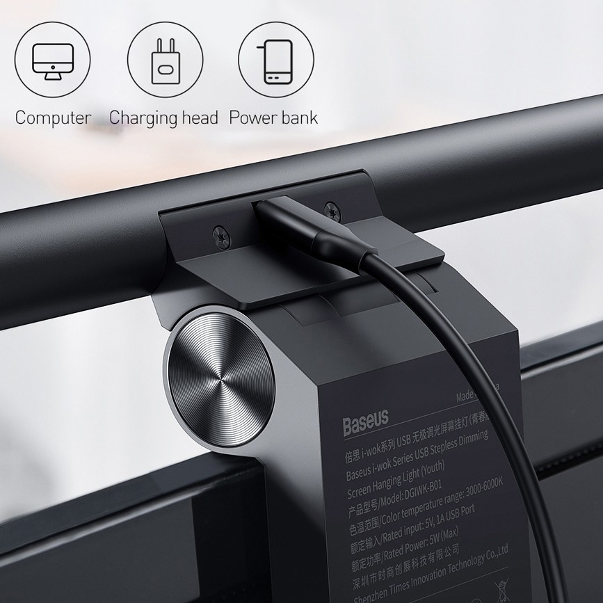 Đèn treo màn hình bảo vệ mắt Baseus i-Work Series (3 Light Mode, Anti Bluelight, USB Asymmetric light source, Stepless Dimming Screen Hanging Light, Youth Model)