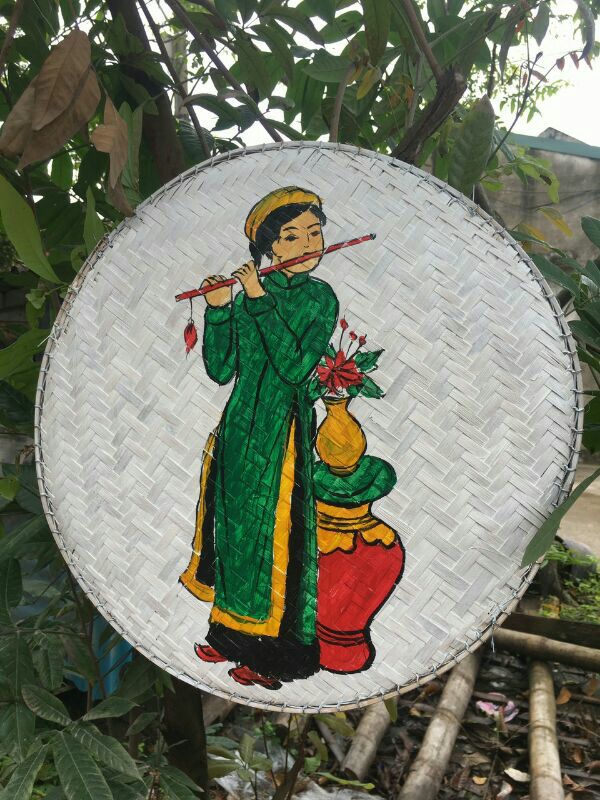 Tranh đông hồ trên mẹt tre 40cm