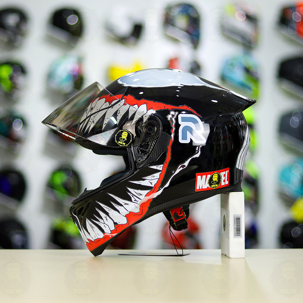 Mũ Fullface ROYAL M138b Đen Bóng Dán Tem Venom Đỏ