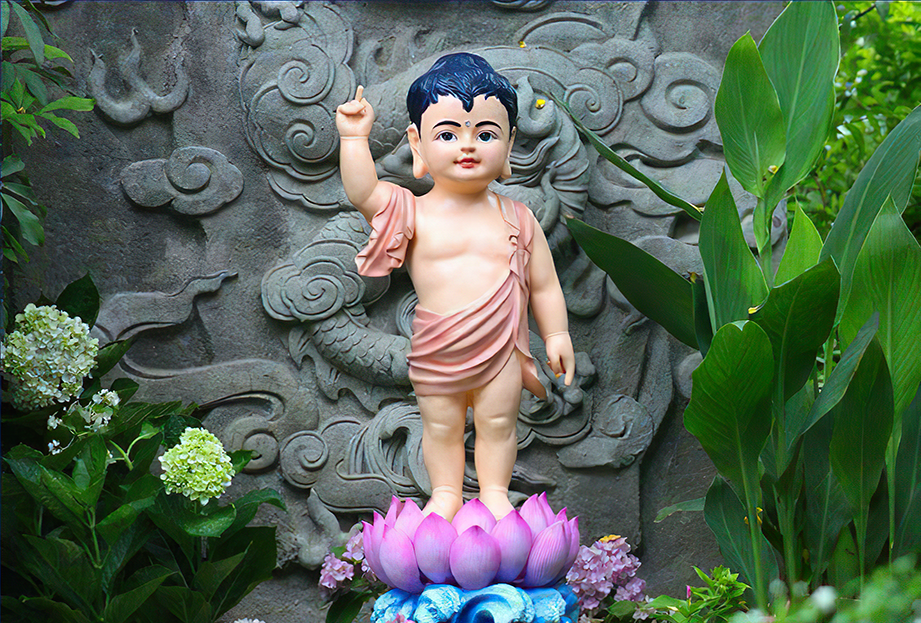 Tranh Phật đản sanh 5 kèm khung và móc treo