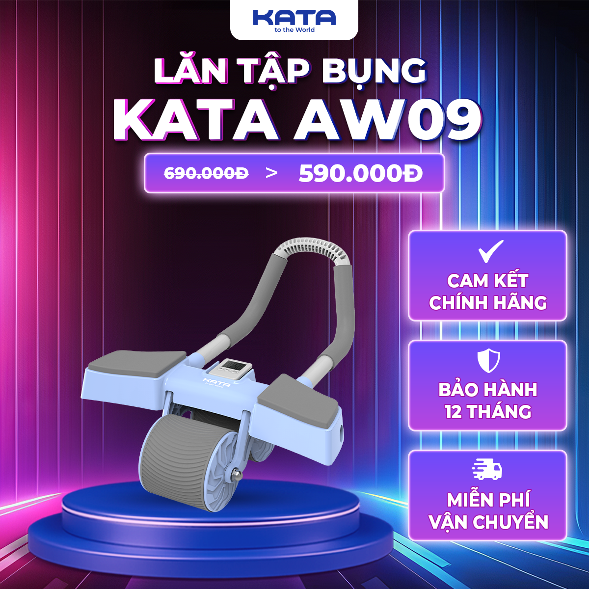 Máy Lăn Tập Bụng Cao Cấp KATA AW09