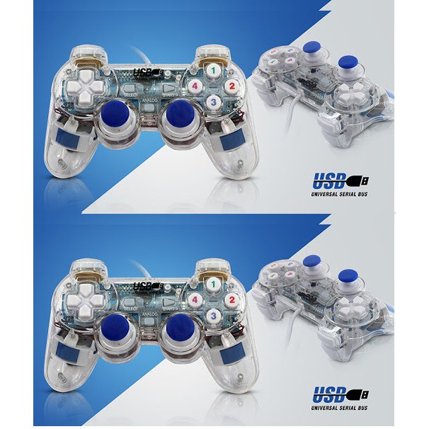 Tay cầm chơi Game Senze EW 702 (trong suốt có LED có rung)