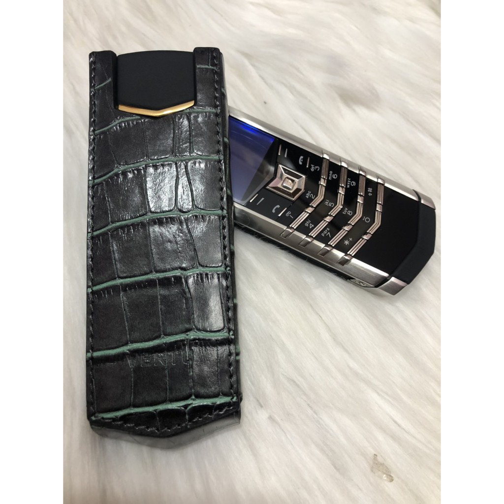 Bao da Vertu Singature S đứng không nắp da cá sấu