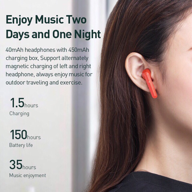 Tai nghe Bluetooth True Wireless Baseus W09 Encok (TWS, Intelligent Touch Control, Stereo Bass, Smart Connect)