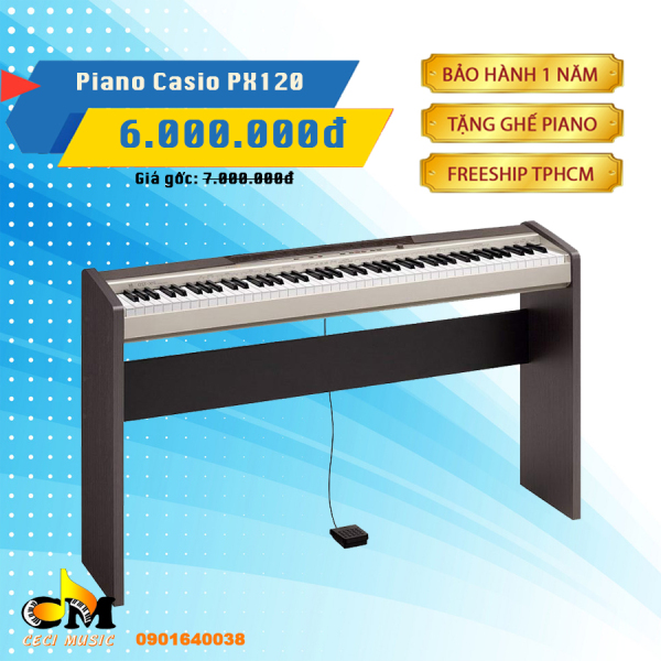 Đàn Piano thương hiệu Casio PX-120. Tặng 1 ghế Piano trị giá 300,000đ. Bảo hành 1 năm