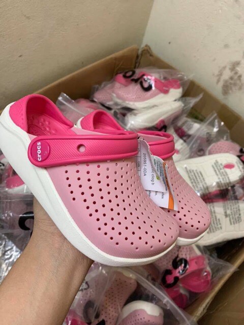 DÉP SỤC CROCS-LITERIDE TRẺ EM- MÀU HỒNG PHẤN