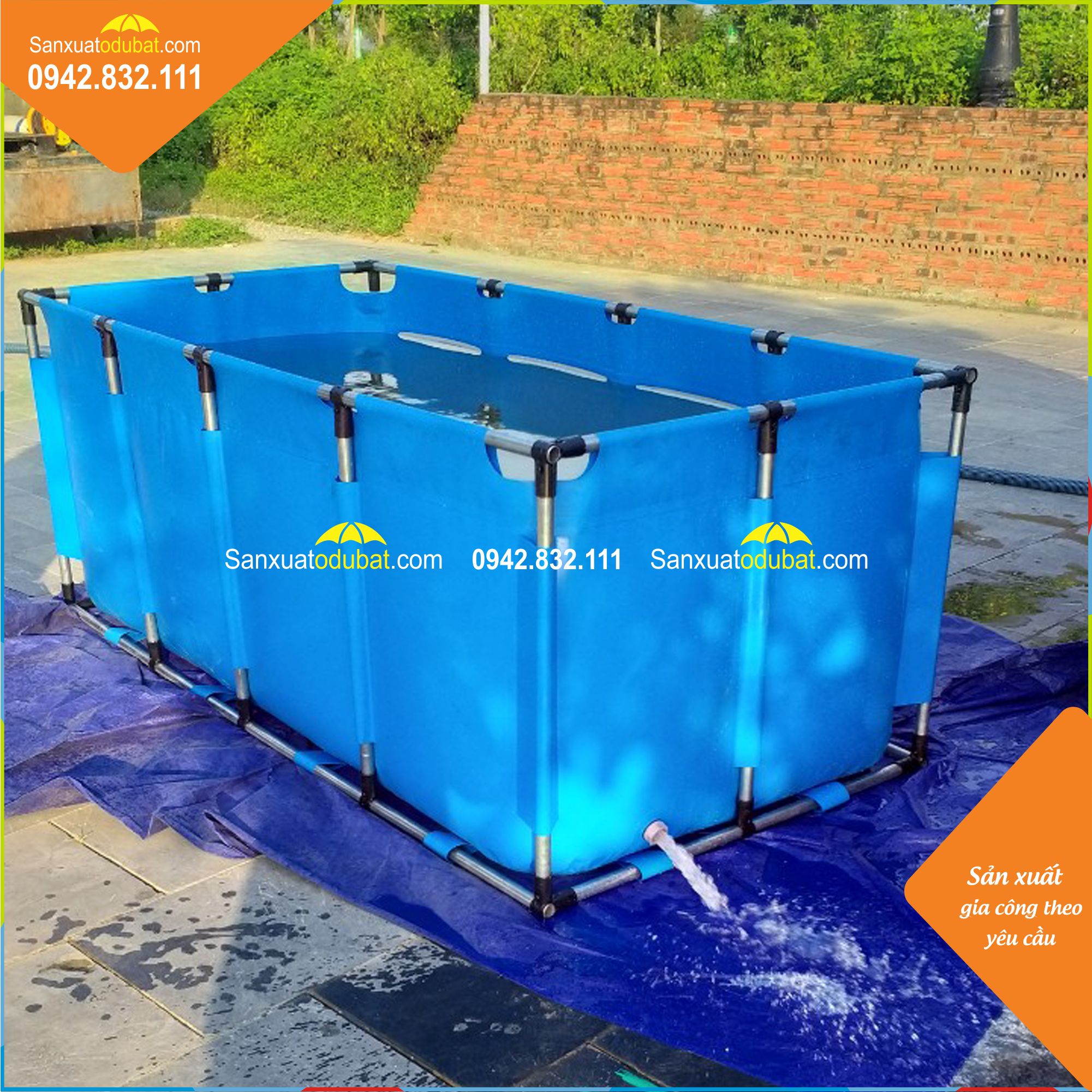 Bể bạt nuôi cá koi KT 2x1.1x0.8m