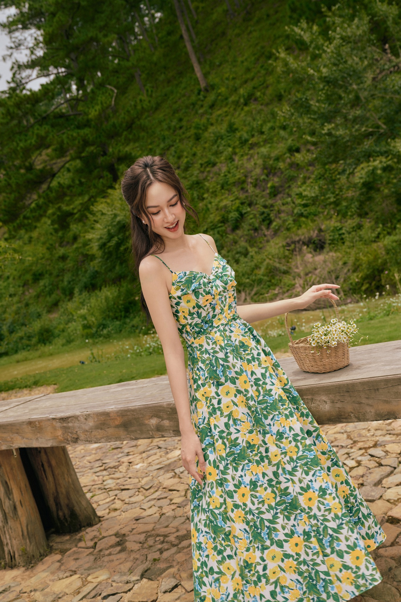 [Nhập mã: 66FALAZSOCIAL80] OLV - Đầm maxi hoa 2 dây Claudia Fleur Dress