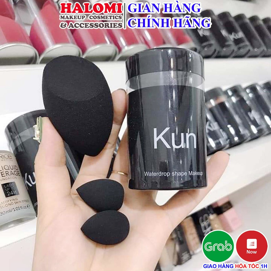 Bông mút tán nền Kun set gồm 3 chiếc siêu mịn bám phấn  HALOMI