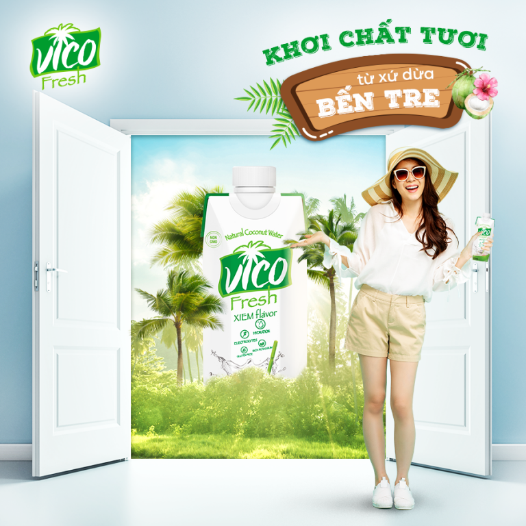 COMBO 4 HỘP NƯỚC DỪA VICO FRESH 330ML (2 DỨA, 2 SEN)