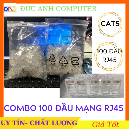 Đầu bấm mạng rj45 nhựa(1bich/100 hạt mạng)- Chân Mạ Vàng Chất Lượng Cao