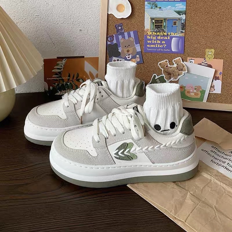 Giày thể thao nữ TED viền lúa độn đế cao 5cm chất liệu da siêu đẹp mẫu mới nhất 2022 hot trend giày sneaker nữ phong cách thời trang đi học