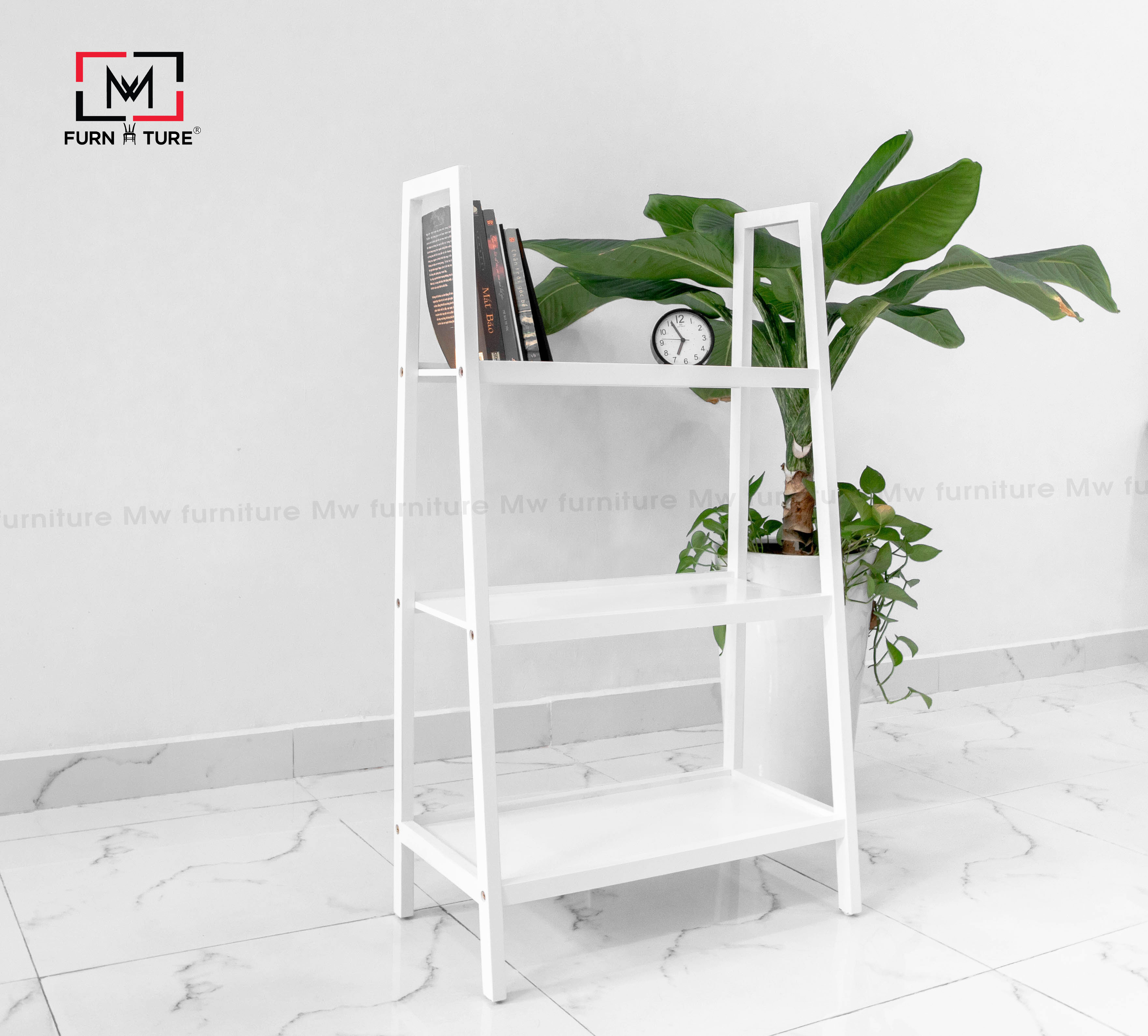 KỆ SÁCH CHỮ A FULL TRẮNG 3 TẦNG - A BOOK SHELF 3F FULL WHITE
