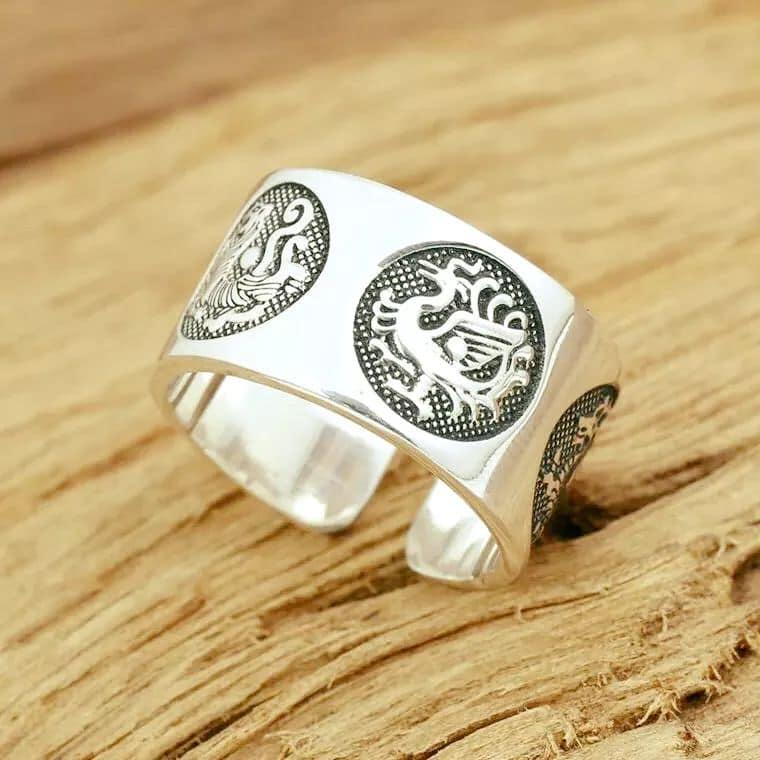 NHẪN NAM BẠC 925 TỨ LINH CHẦU MỆNH