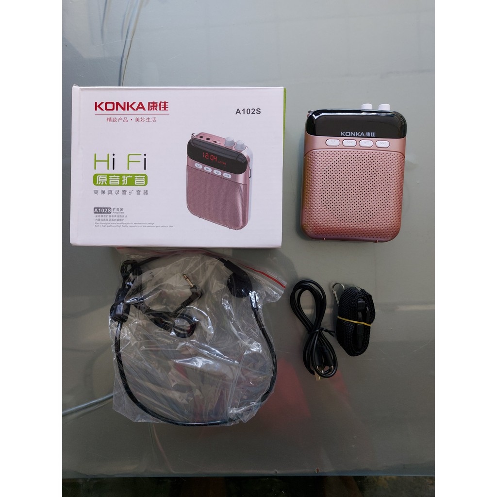 Máy trợ giảng cho giáo viên không dây bluetooth 5.0 - loa trợ giảng không dây, may tro giang konka a102s , mic trợ giảng không dây màn hình led, full box, hỗ trợ sử dụng usb, âm thanh không dè, bảo hành 12 tháng