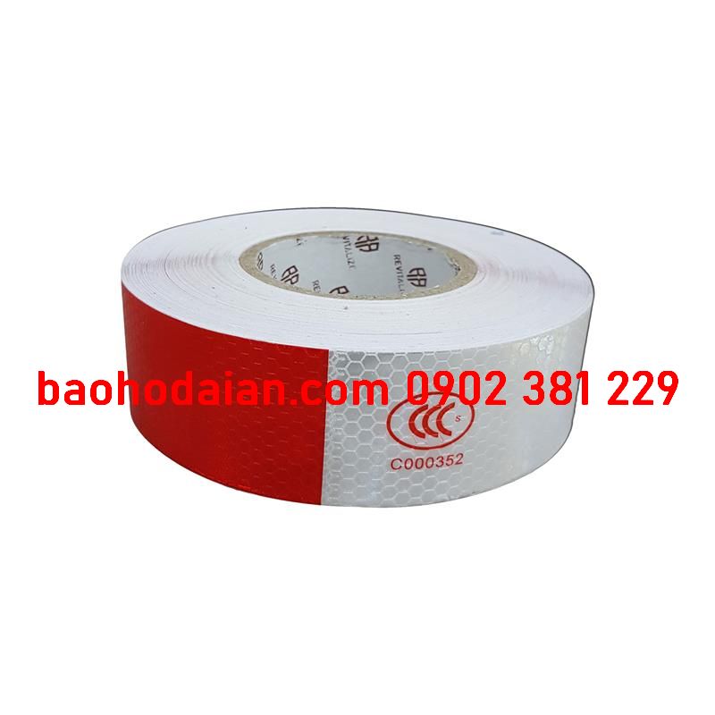 Băng keo dán phản quang trắng đỏ - 5cm x 45m