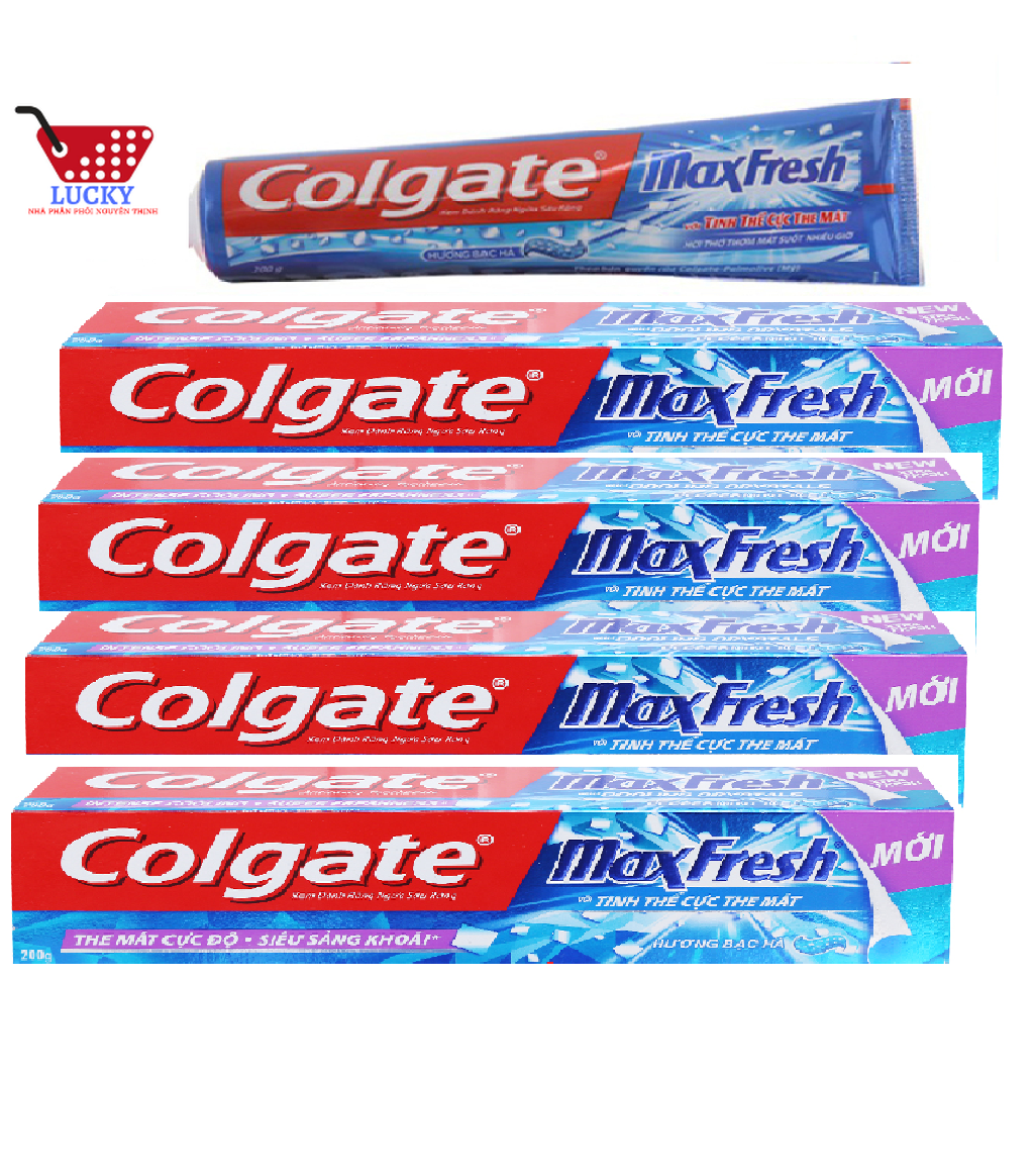 COMBO 4 Tuýp Kem đánh răng Colgate Maxfresh 180g/tuýp -Bạc hà the mát /Trà xanh