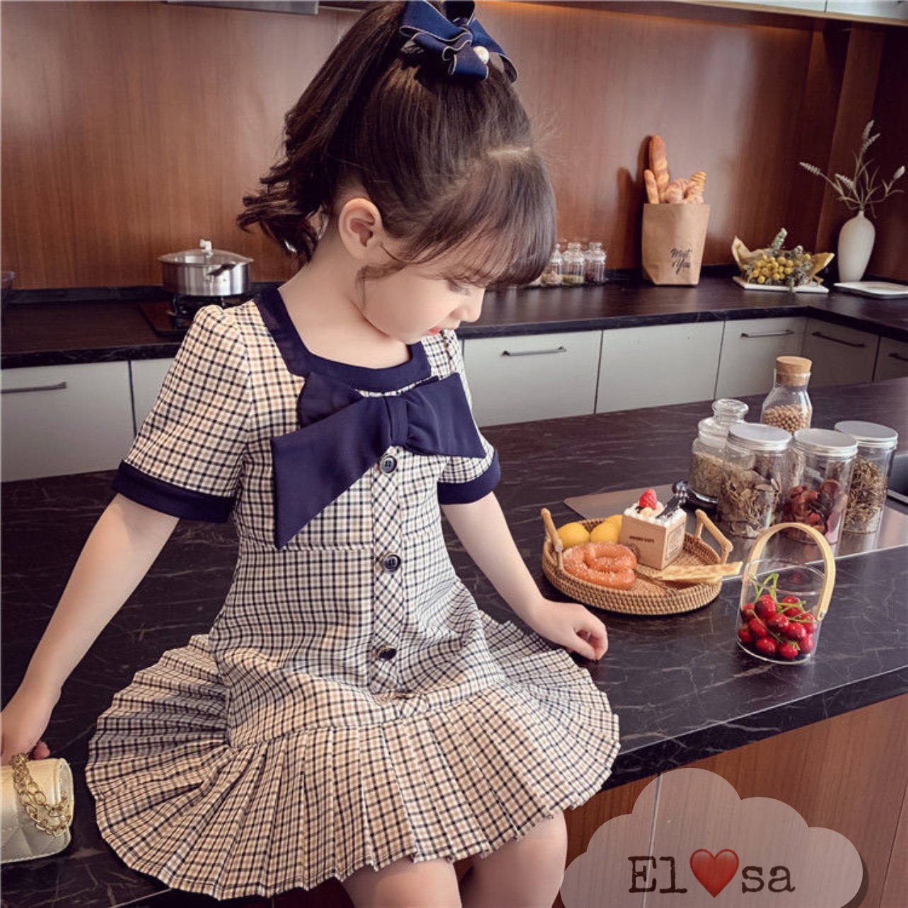 Váy bé gái 🌻 🌻 🌻 VÁY KẺ CA RÔ NƠ CỔ 🌻 🌻 🌻