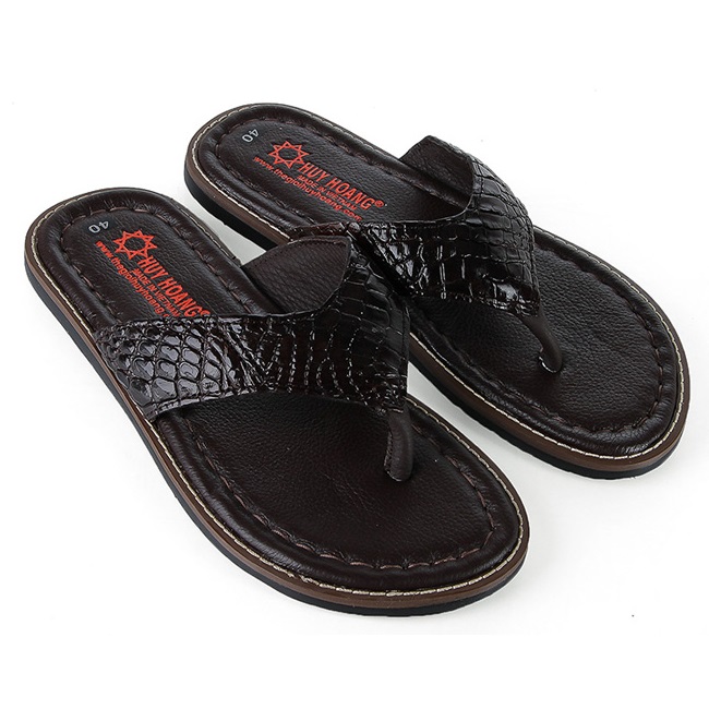 Men's crocodile skin grain sandals black red brown cow gold Earth Brown hk7213-19-29-33-37-64