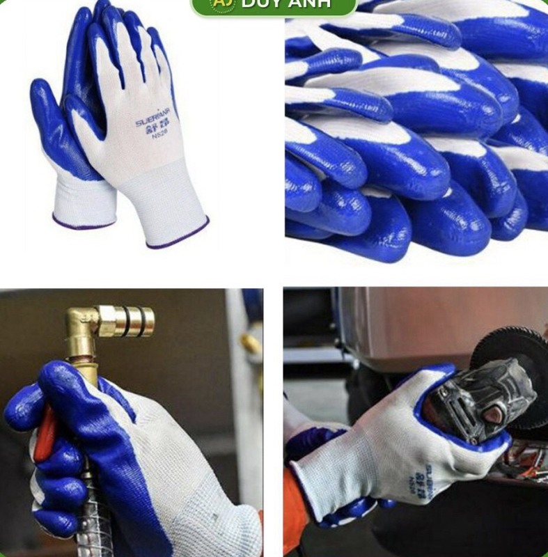 COMBO 12 Đôi  Găng tay sơn bảo hộ lao động, găng tay phủ cao su / găng tay bảo hộ phủ bàn sơn PU dành cho xây dựng, cơ khí