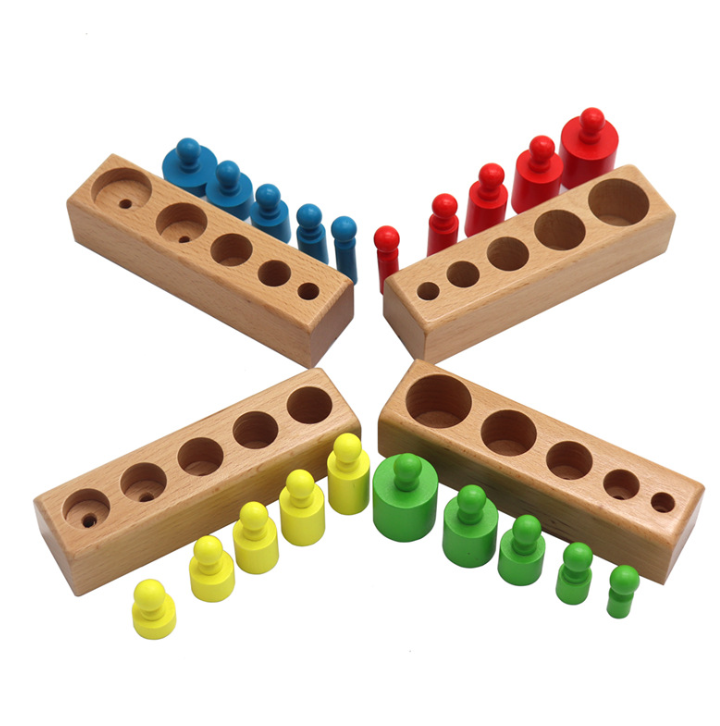 (Đồ Chơi Gỗ Kèm Ảnh Thật) Set 4 bộ núm trụ Montessori