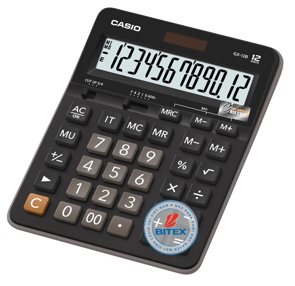 Máy Tính Văn Phòng Casio GX - 12B - BK - W-DC
