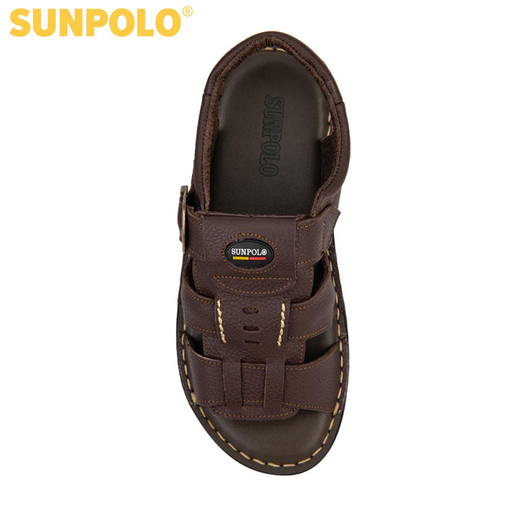 Men Leather SUNPOLO Sandals SDA023 (black, brown)
