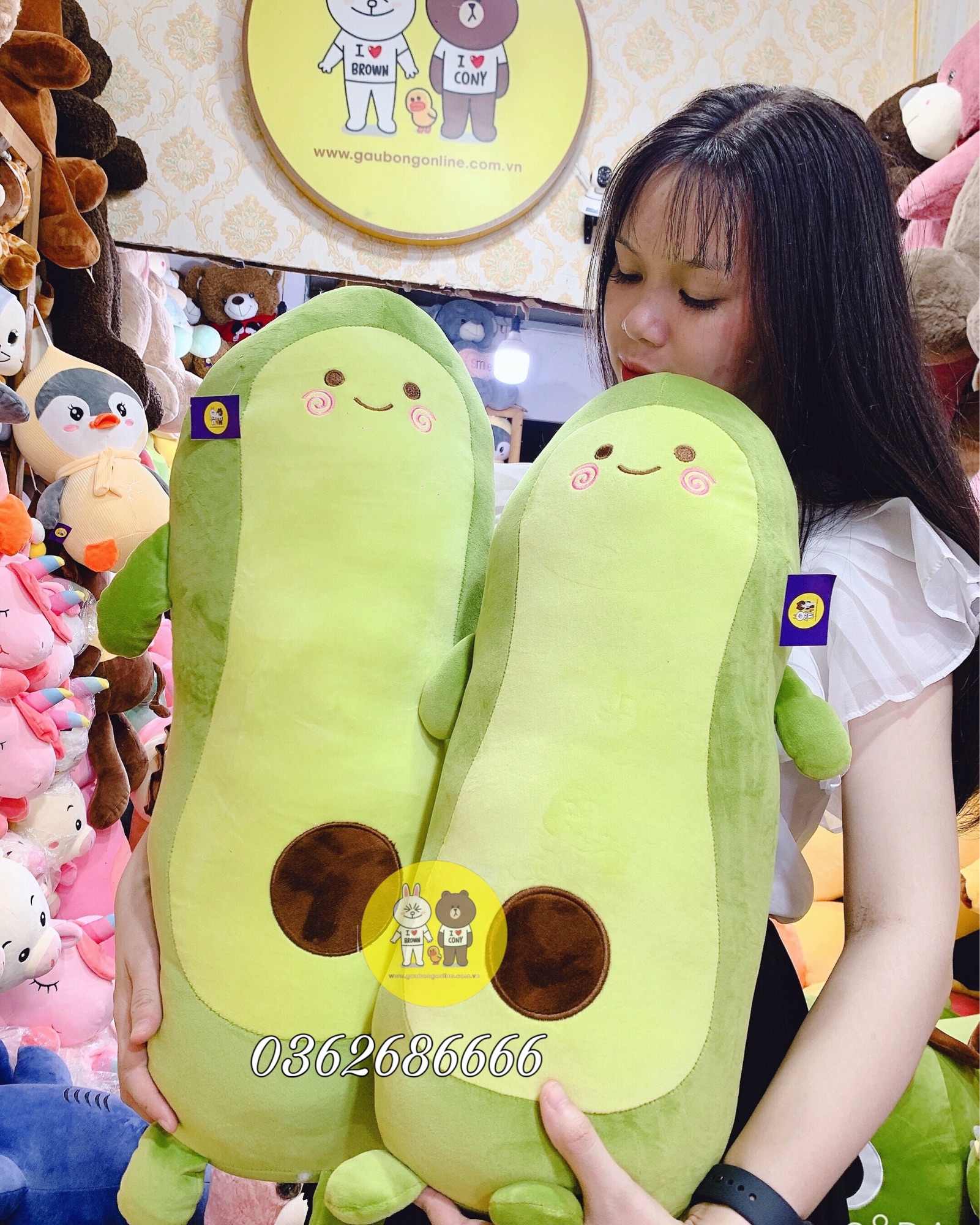 Gấu bông gối ôm bơ dài kích thước 60cm