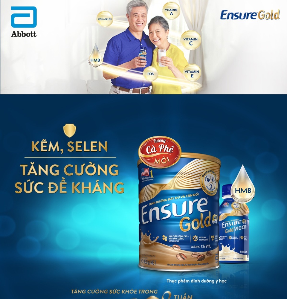 Sữa Bột Abbott Ensure Gold Hương Cà Phê 850g