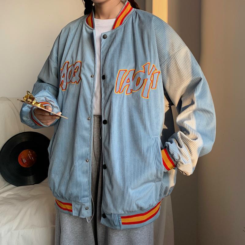 [HCM]Áo Khoác Nhung Unisex Kiểu Bomber  Logo Thêu Kiểu Dáng Trẻ Trung Đang Hot Trend 2021 .TP