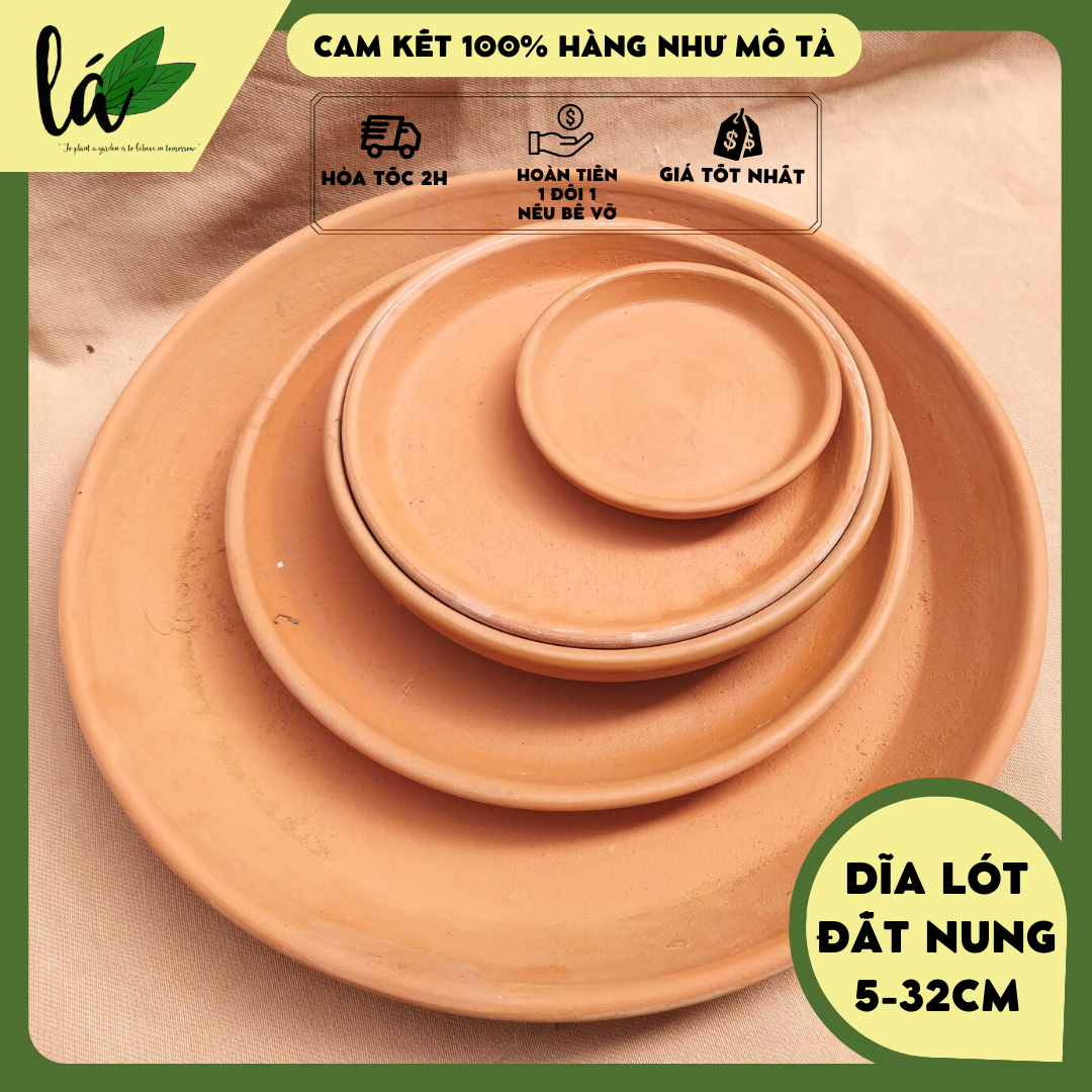 Dĩa lót chậu đất nung trồng cây (đủ size 5 - 32cm)