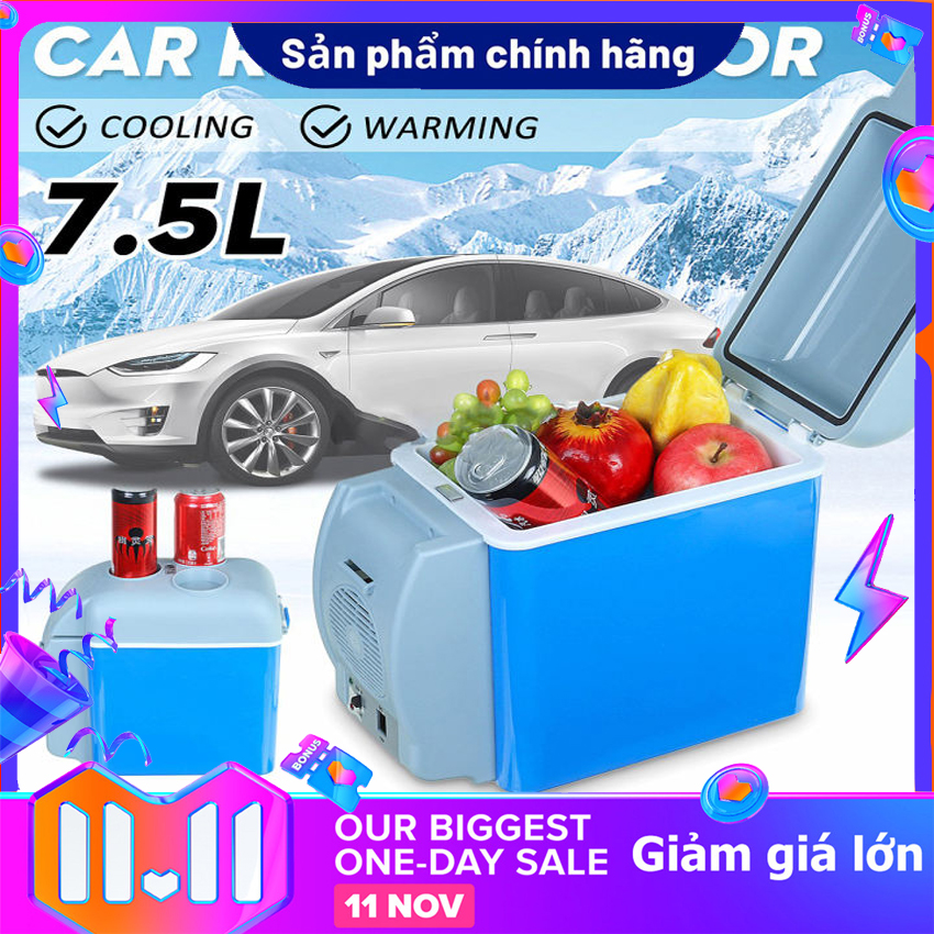 Tủ lạnh mini tủ lạnh xe hơi 7.5 lít tiện dụng trên ô tô khi đi xa tủ lạnh xe hơi tủ lạnh đi dã ngoại tủ lạnh di động dùng cho văn phòng nhỏ mega big 5.0