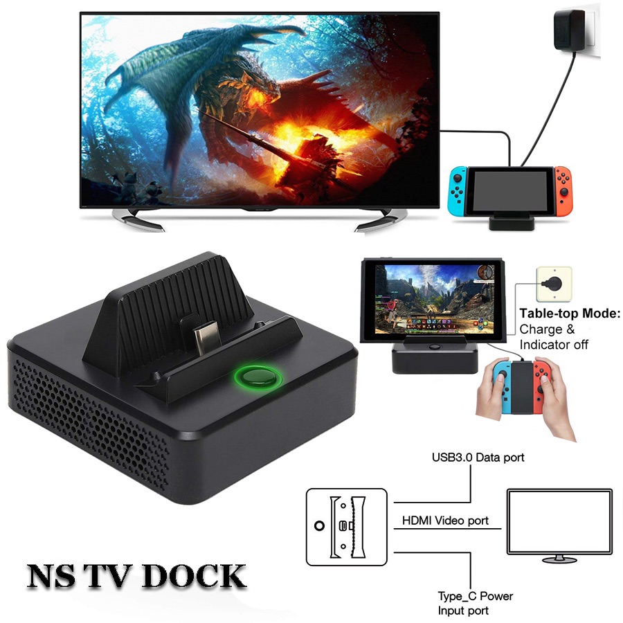 Dock xuất hình nintendo switch Oled V1 V2 chính hãng Dobe mini đế xuất hình Nintendo Switch Oled V1 V2 hãng Dobe nhỏ gọn video output