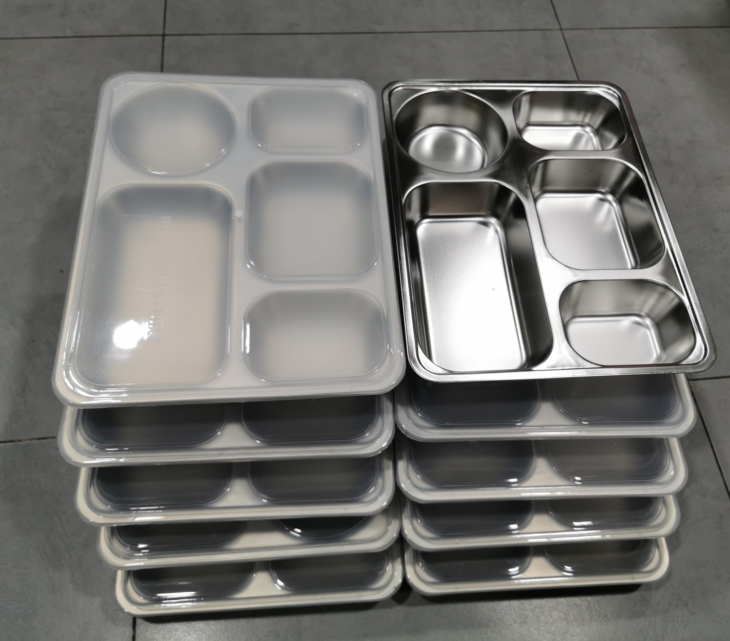 Khay cơm phần inox 5 ngăn sâu lòng nắp inox
