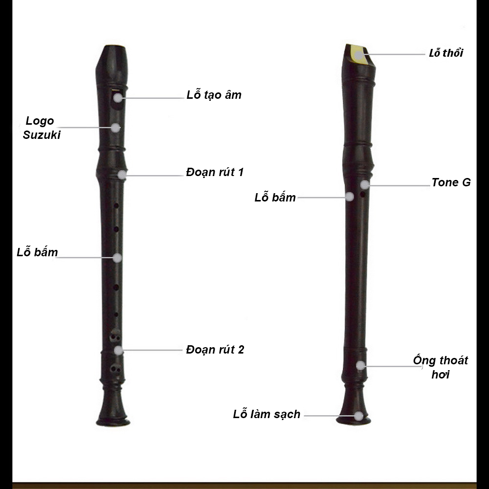Sáo Suzuki Recorder Soprano SRG-405 key G (Đen)