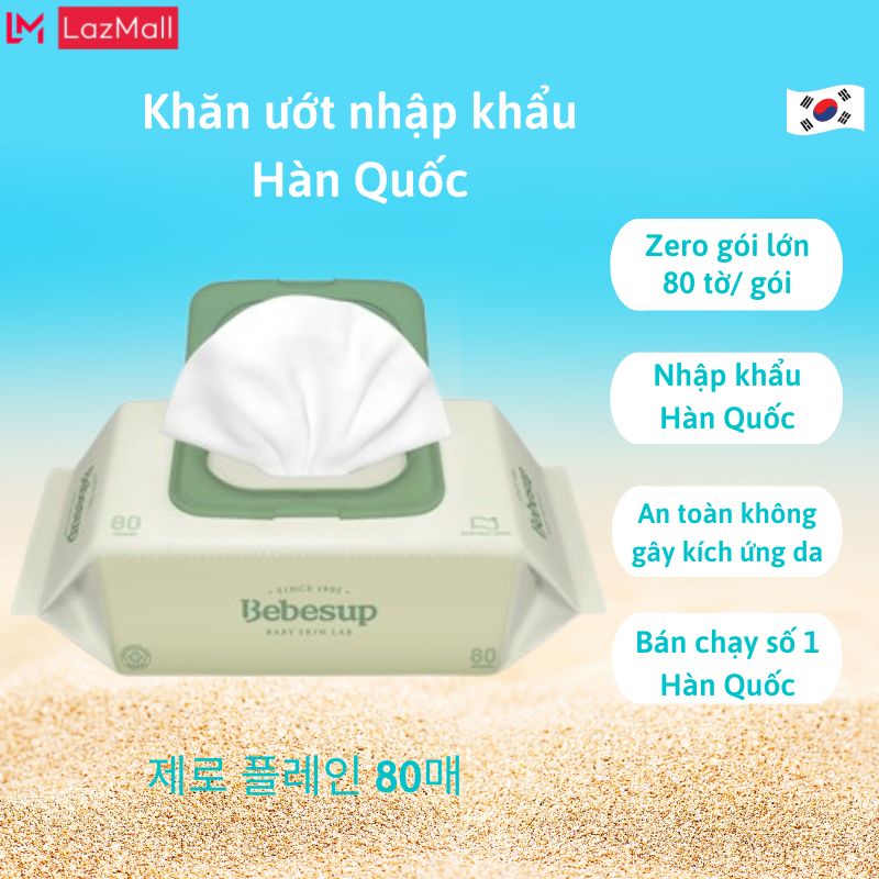 Khăn giấy ướt không mùi cho da nhạy cảm 80 tờ- Zero 80