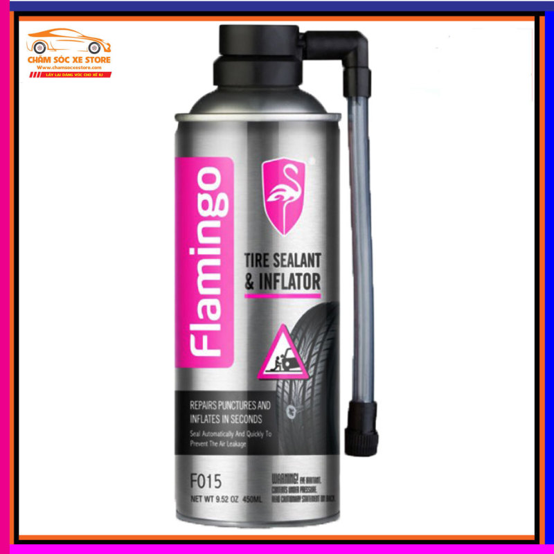bình xịt keo tự vá lốp khẩn cấp Flamingo Tire sealant & Inflator (F015) 450ml chamsocxestore