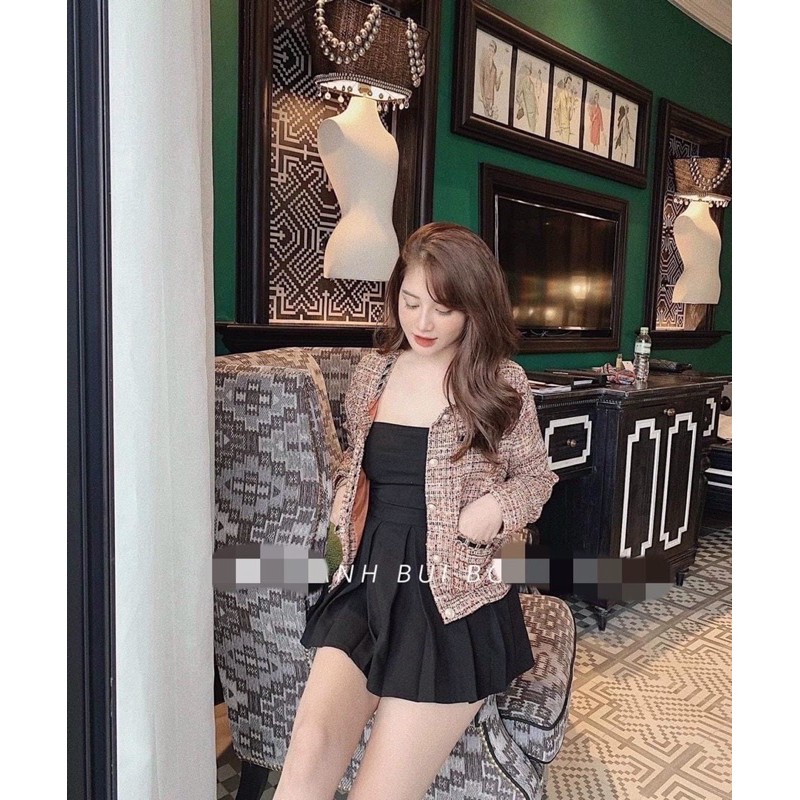 Áo dạ tweed dâu hồng Zara