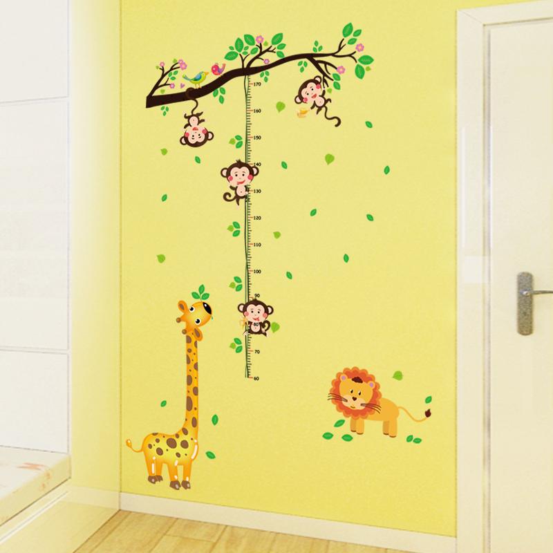 Decal dán tường đo chiều cao khỉ đu dây