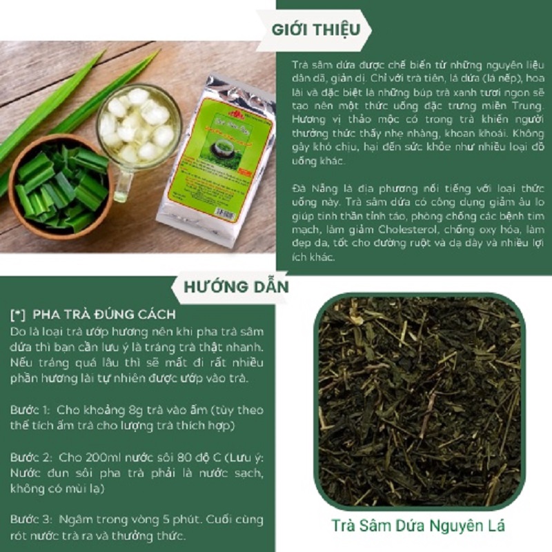 [Gói 100g] TRÀ HƯƠNG SÂM DỨA (Trà lá) [VN] VIỆT SAN Tea with Pandan Flavour