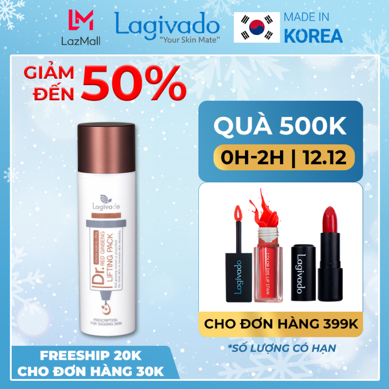 Gel mặt nạ hồng sâm Hàn Quốc Lagivado giảm mụn đầu đen, nâng cơ, se khít lỗ chân lông Dr. Red Ginseng Lifting Pack 50 ml giá rẻ