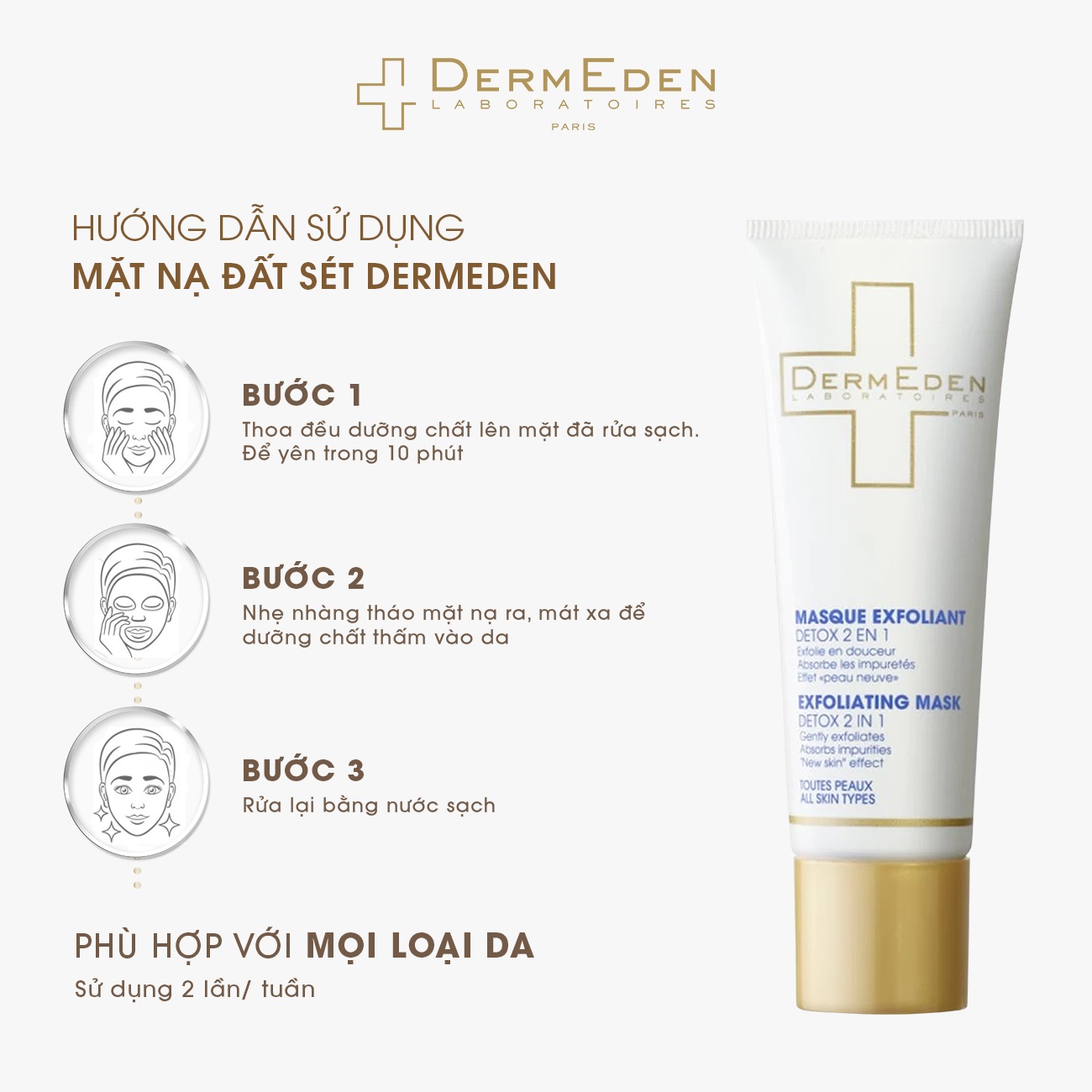 Mặt nạ đất sét thải độc da cao cấp Dermeden Exfoliating Mask AHA 50ml
