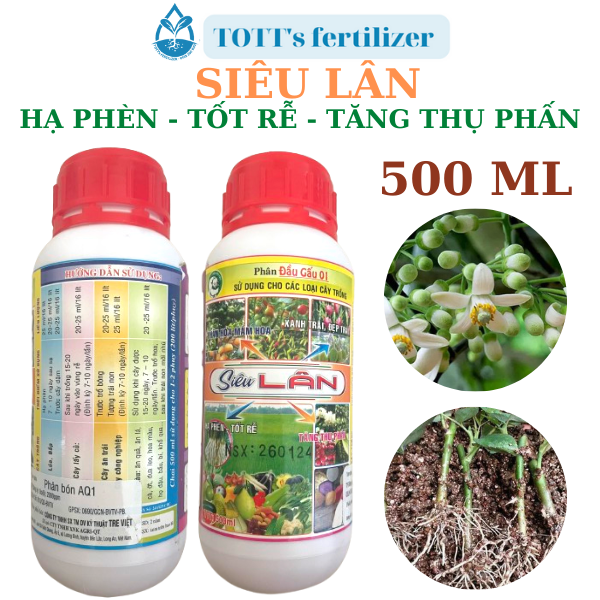 Siêu lân đỏ phát triển rễ, to củ kích hoa, hạ phèn, tăng thụ phấn chai 500ml TOTT's fertilizer