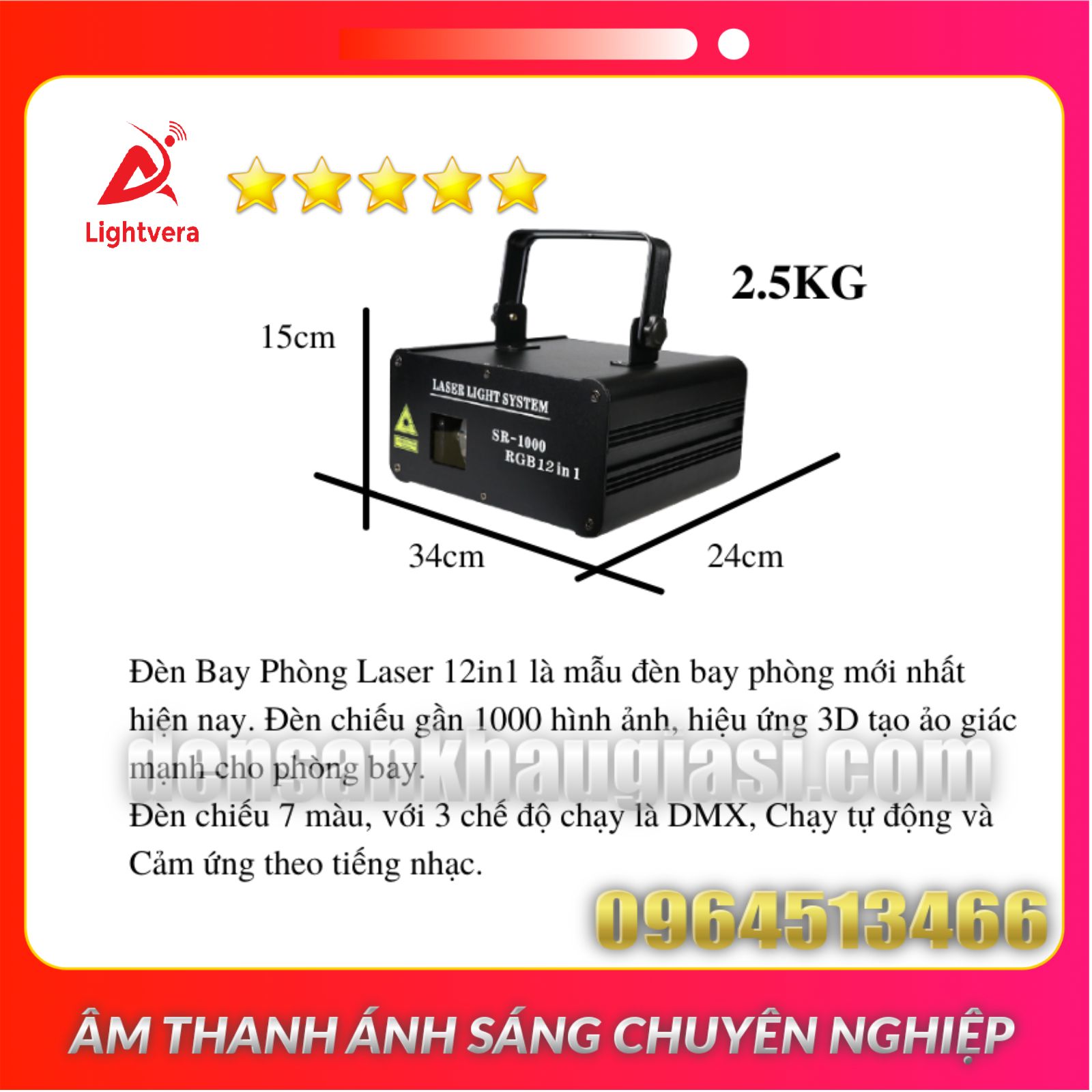 Đèn Bay Phòng Laser 3D 12in1