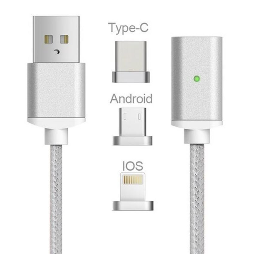 Magnetic Charging Cable with 3 Adroid - Ios - Type C Heads