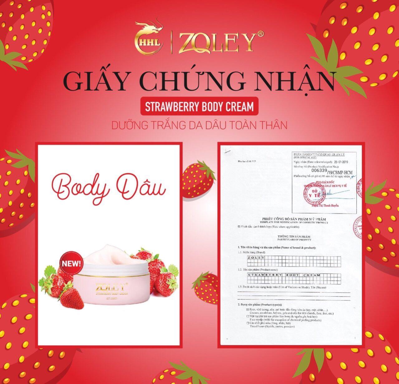 Kem trắng da Body Dâu Zoley 200gr