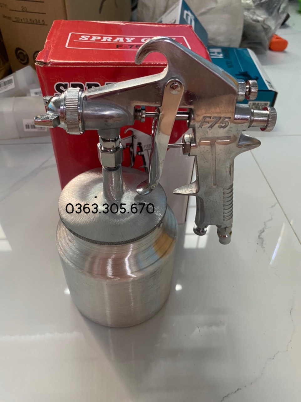 Súng phun sơn F75 bình dưới 800cc , đầu phun 1.8mm