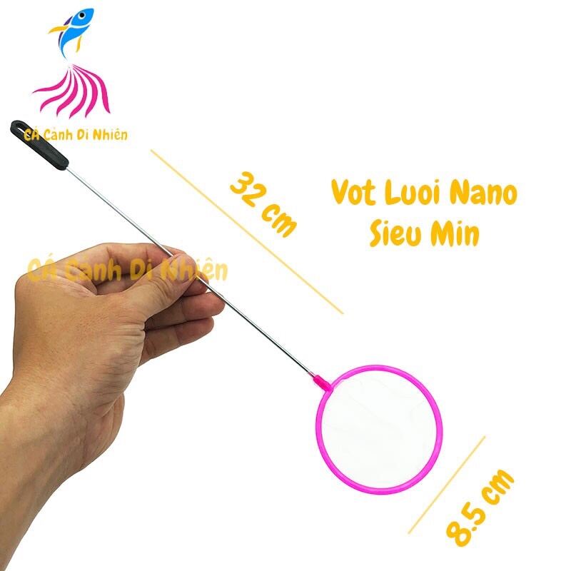 Vợt bắt cá tròn lưới nano siêu mịn cán dài 32 cm